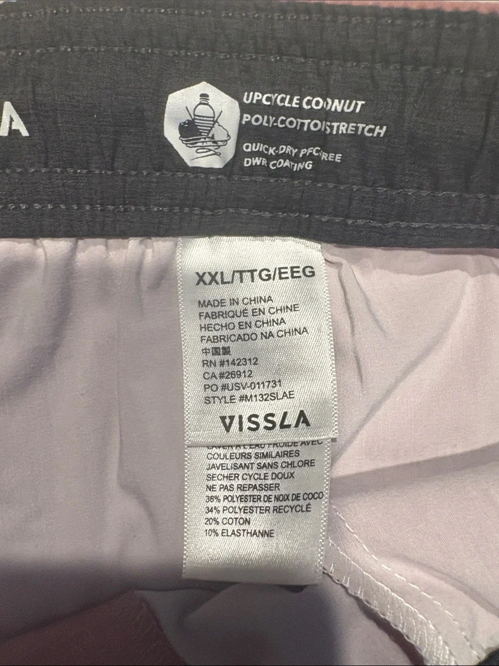 VISSLA Rose-Mauve Palm Panel Swim Shorts with White Graphics